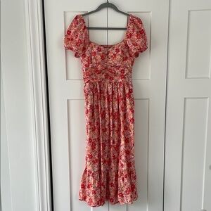 Floral Red Midi Dress